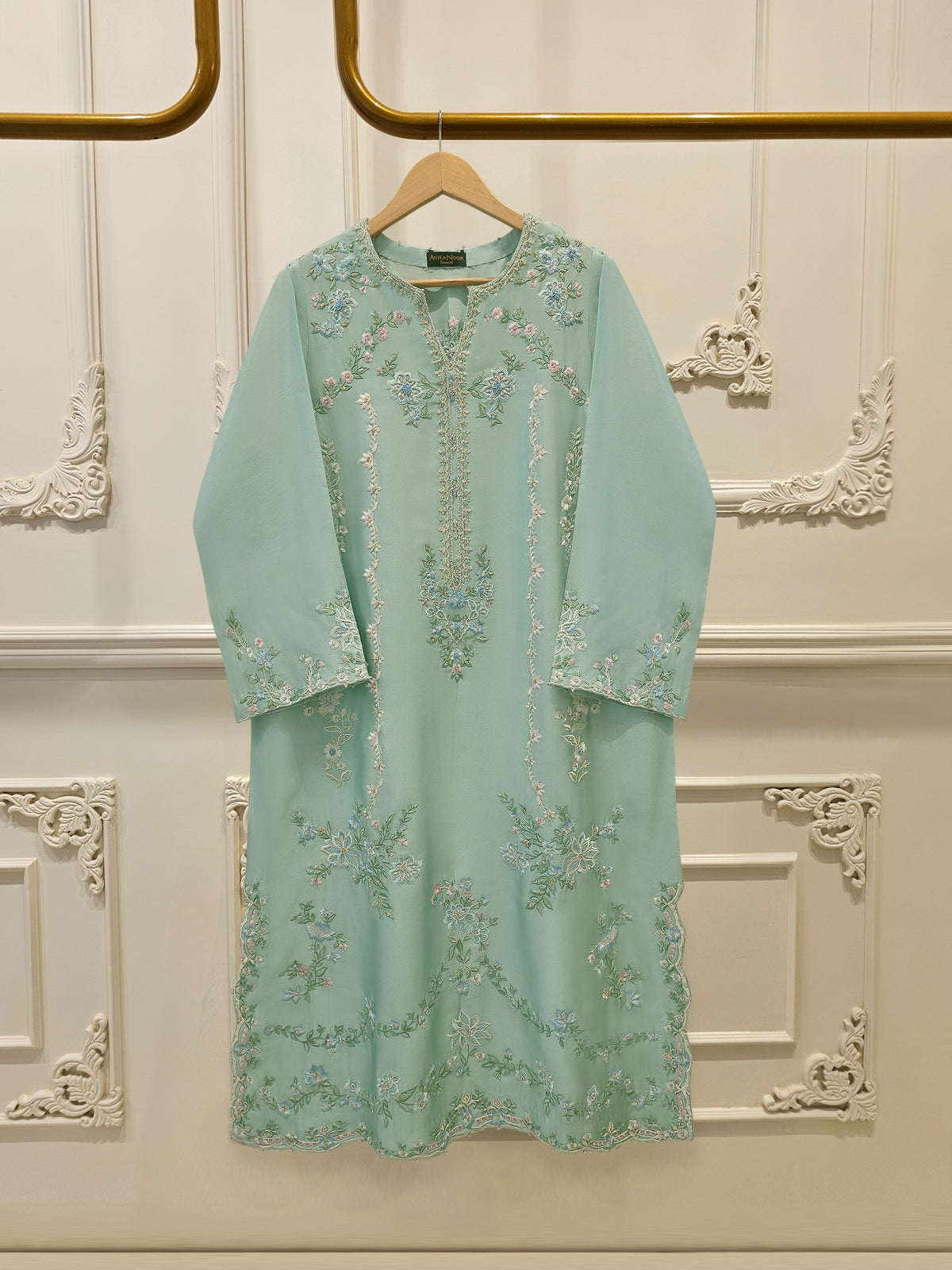 Pure Embroidered Sheesha Silk Shirt S114154