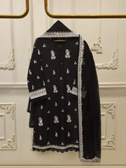 3 Piece - Pure Embroidered Cotton Net Suit S114179