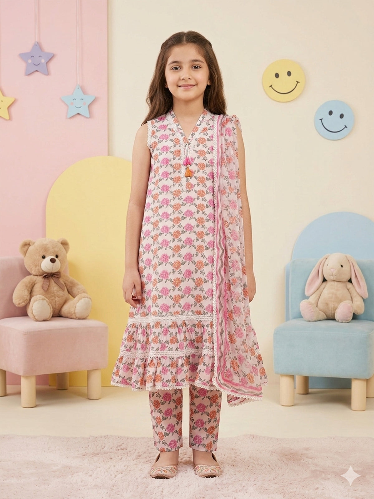 (Teens) 3 Piece - Digital Printed Lawn Suit TN00006