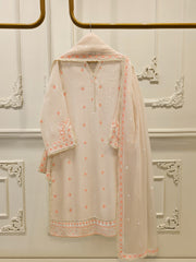 3 Piece - Pure Embroidered Cotton Net Suit S114653