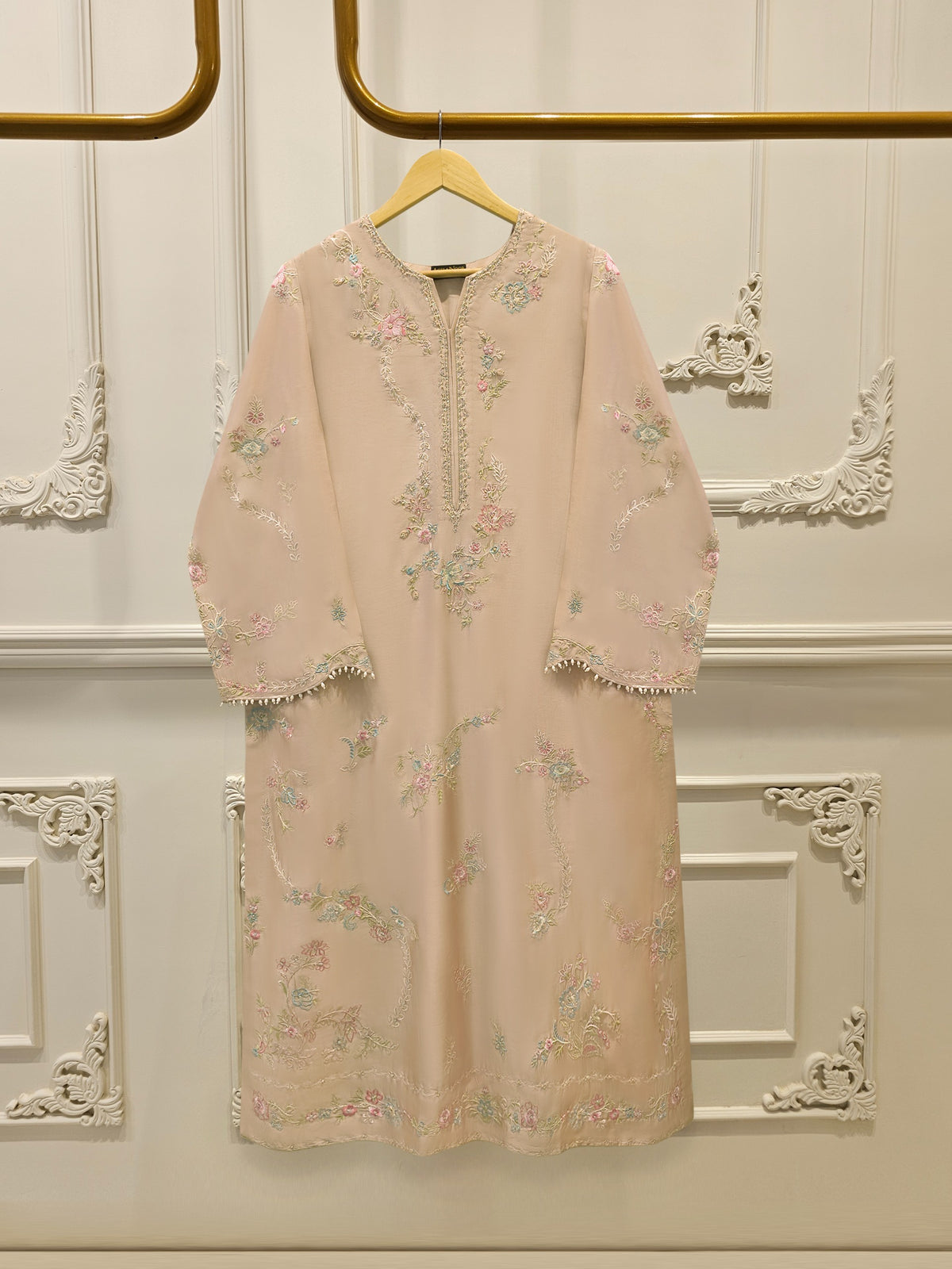 Pure Embroidered Sheesha Silk Shirt S114671