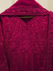 3 Piece - Pure Embroidered Cotton Net Suit S114668