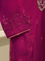 3 Piece- Pure Sheesha Silk Embroidered Suit S114713