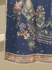 3 Piece- Pure Printed Raw Silk Embroidered Suit S114712