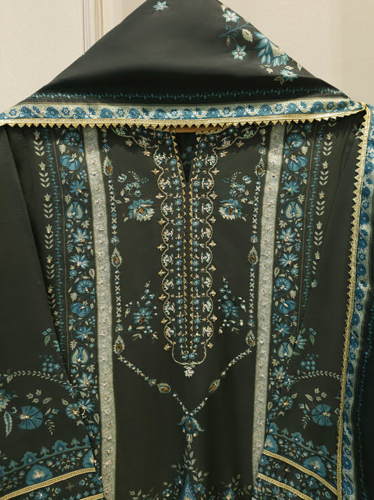 3-Piece Pure Embroidered Silk Suit – Luxury Elegant Women's Formal Wear S114736