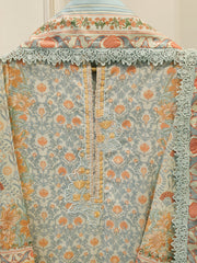2-Piece Embroidered Digital Printed Cambric Suit S114760