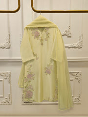3 Piece- Pure Sheesha Silk Embroidered Suit S114793