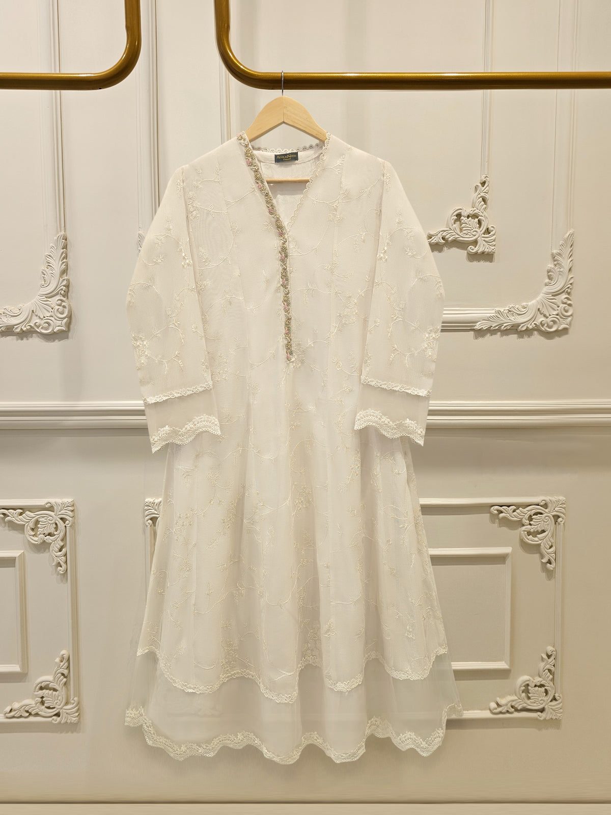 2 Piece - Pure Embroidered Cotton Net Suit S114797