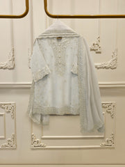 3 Piece - Pure Embroidered Cotton Net Suit S114931