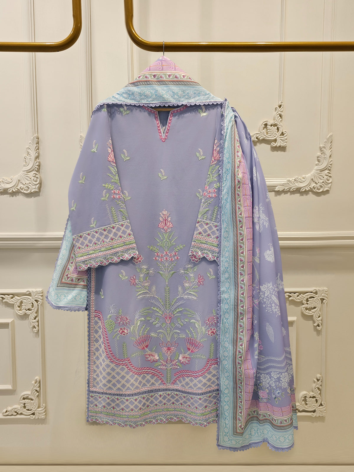 3 Piece - Embroidered Cambric Suit S114936