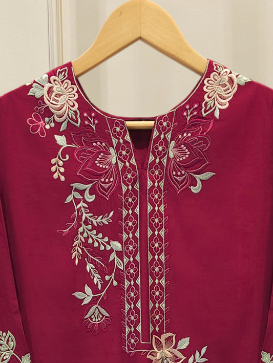 Pure Khaddi Silk Embroidered  Shirt S113205