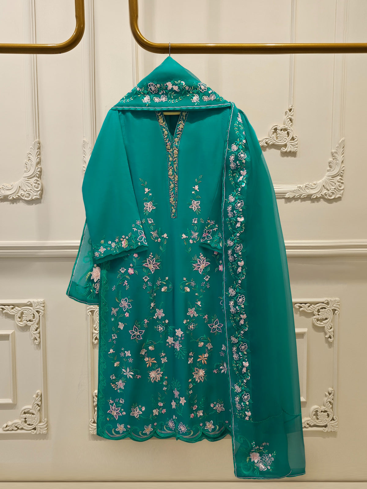 2 Piece - Pure Khaddi Silk Embroidered  Suit S115064