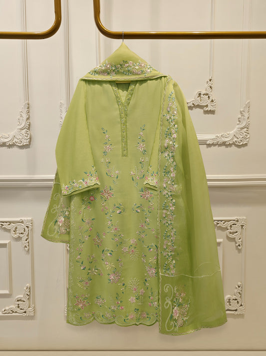 3 Piece - Pure Khaddi Silk Embroidered  Suit S115092