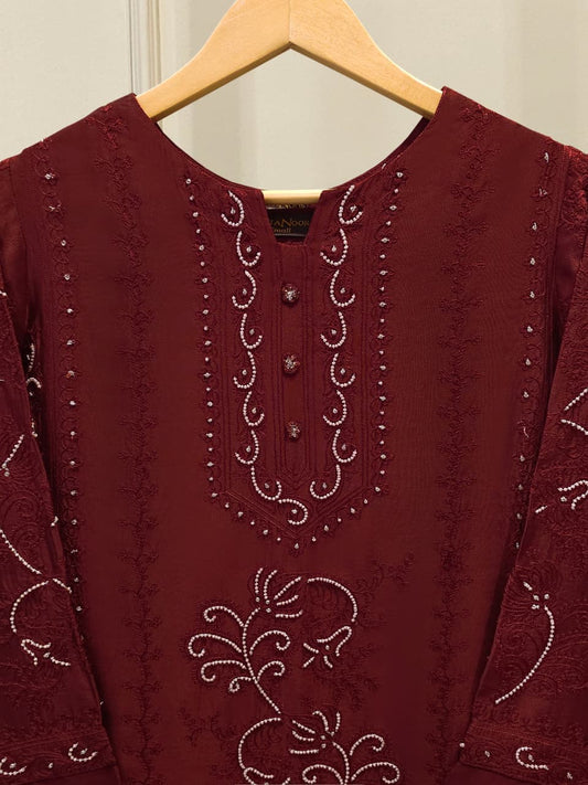 Pure Embroidered Shisha Silk Shirt S115123