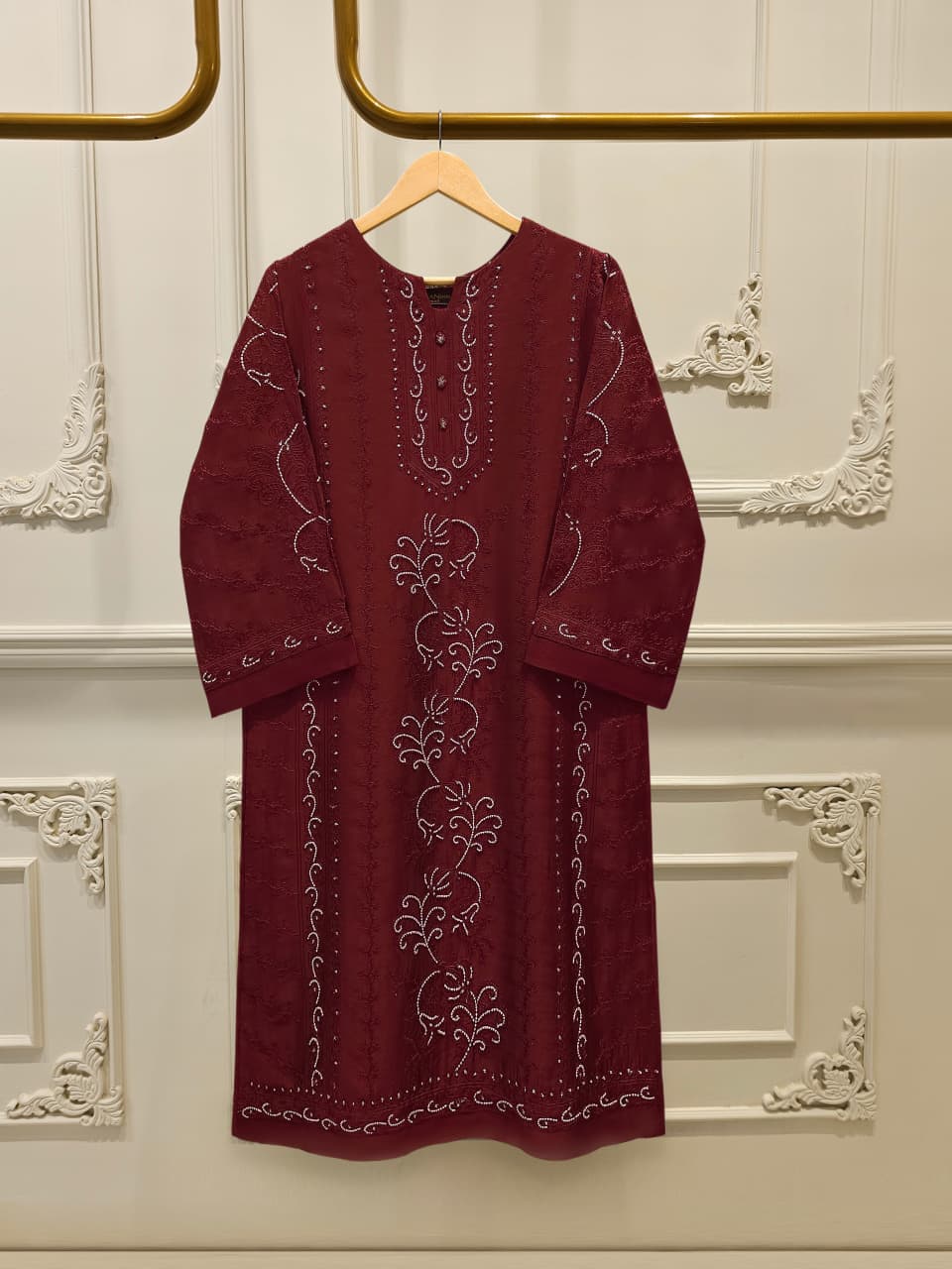 Pure Embroidered Shisha Silk Shirt S115123