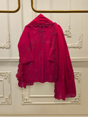 3 Piece- Pure  Shisha Silk Embroidered Suit S115108