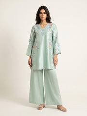 2 Piece - Embroidered Shesha Silk suit WS00389