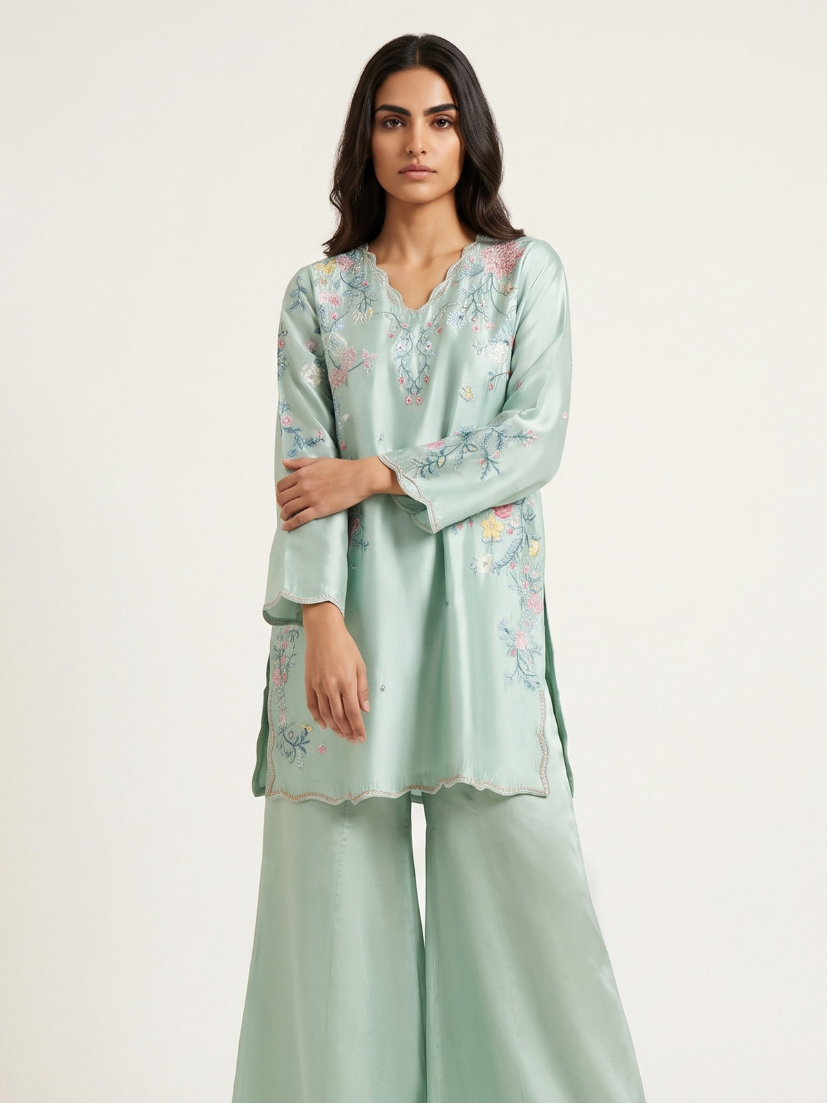 2 Piece - Embroidered Shesha Silk suit WS00389