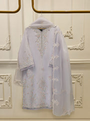 3 Piece- Pure  Sheesha Silk Embroidered Suit S115308