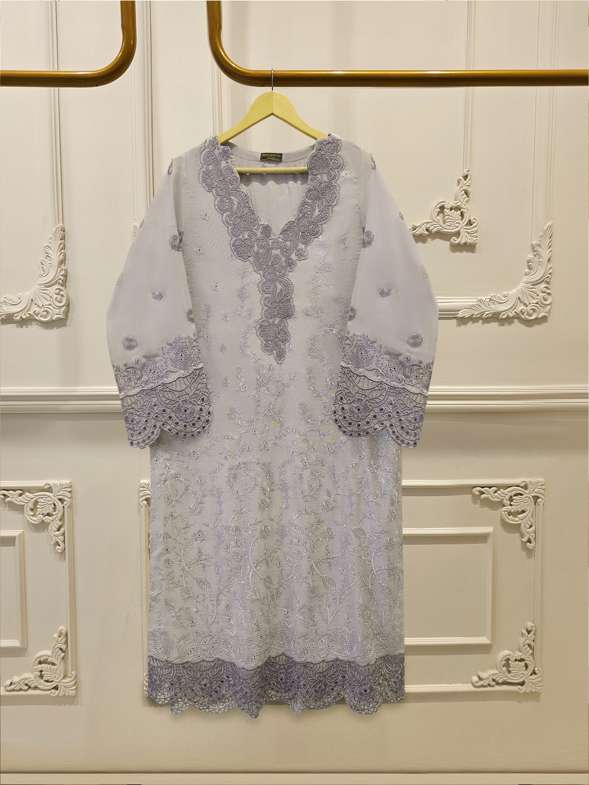 Pure Embroidered Cotton Net Shirt-S114098