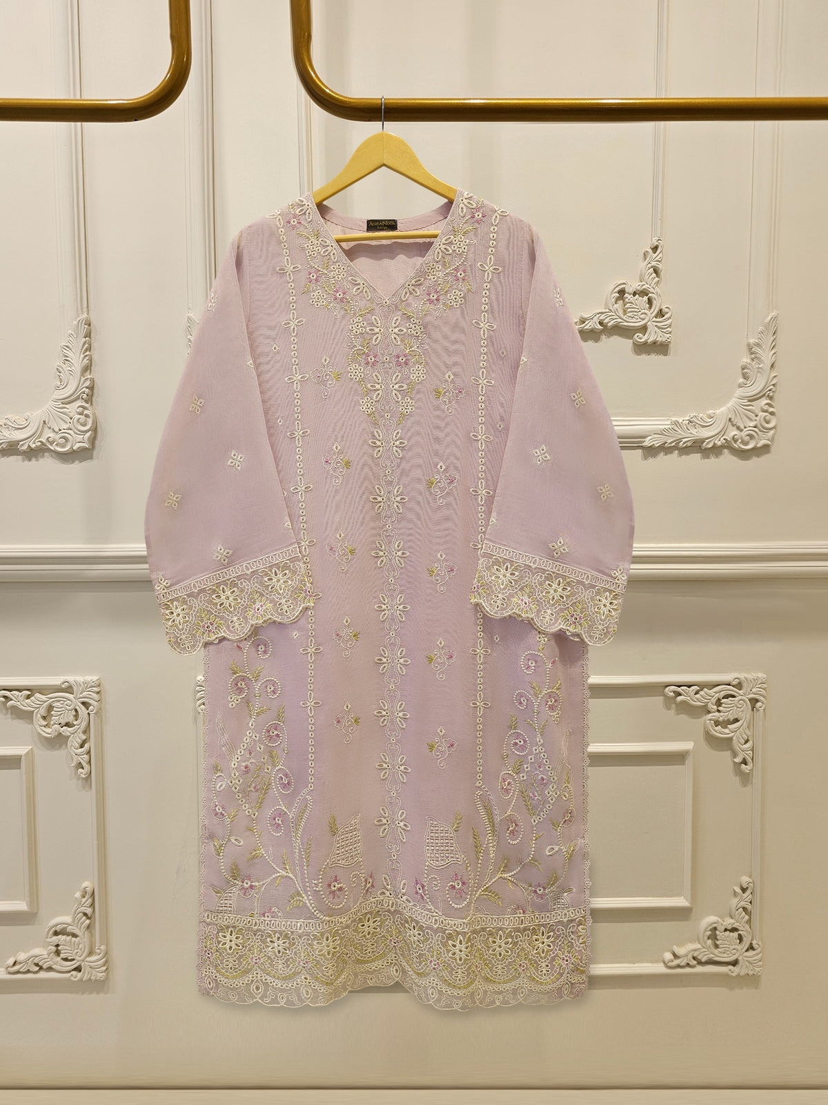 2 Piece - Pure Embroidered Cotton Net Suit S114776