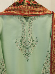3 Piece- Pure Korean Silk Embroidered Suit S115545