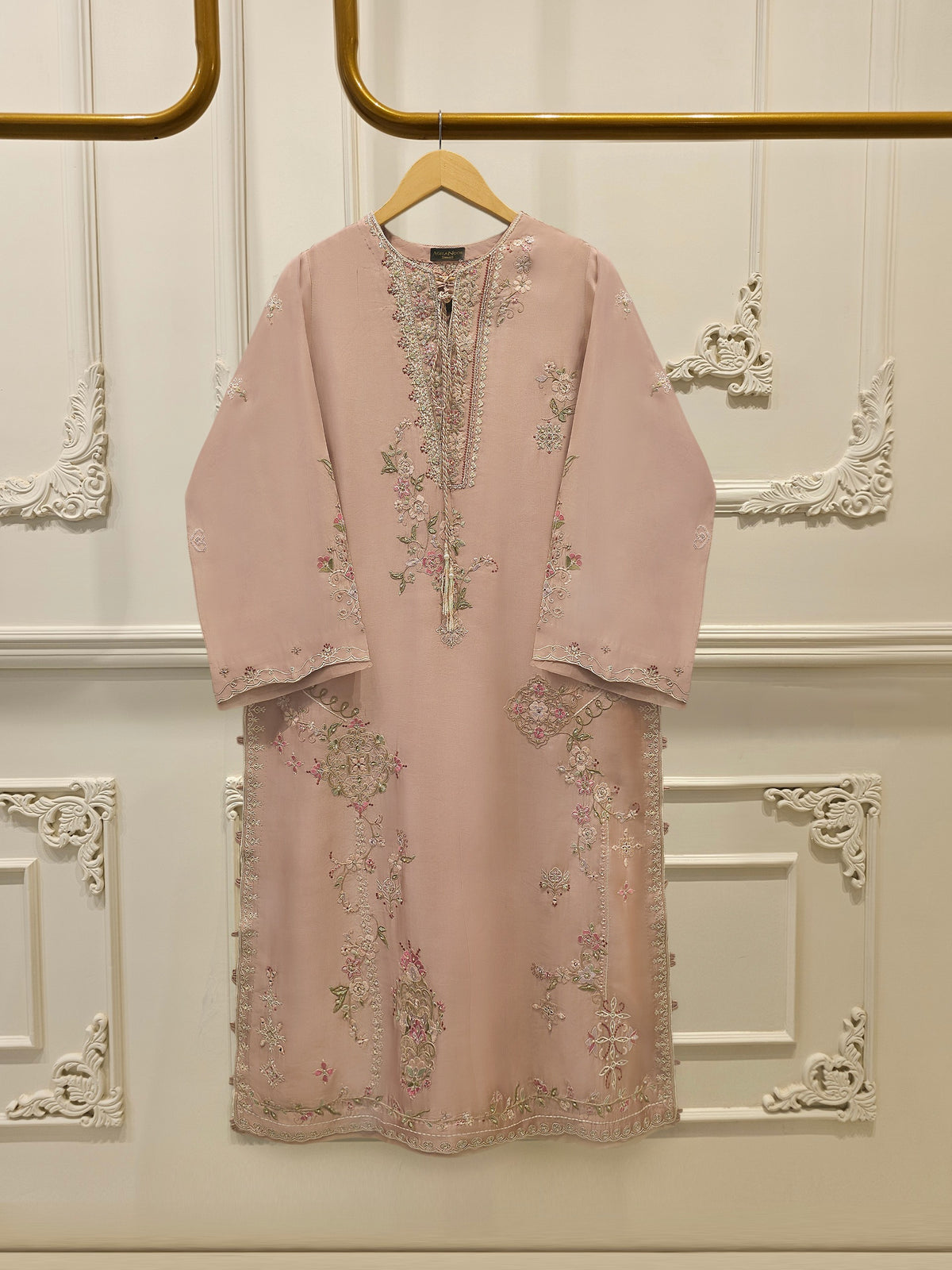 Pure Embroidered Sheesha Silk Shirt S115548