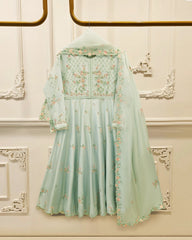 3 Piece- Pure Sheesha Silk Embroidered Suit MTO0006 (Make to Order)