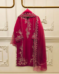 3 Piece - Pure Khaddi Silk Embroidered MTO0007 ( Made to Order)