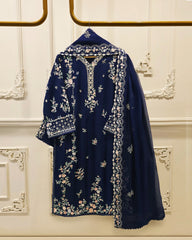 3 Piece - Pure Embroidered Chiffon Suit S115741