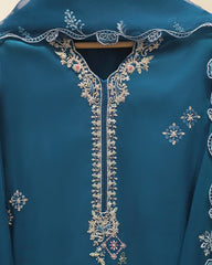 3 Piece - Pure Khaddi Silk Embroidered MTO0009 (Made to Order)