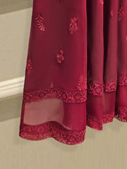 3 Piece - Pure Embroidered Cotton Net Suit S111795
