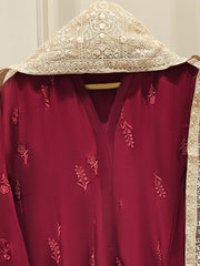 3 Piece - Pure Embroidered Cotton Net Suit S111795