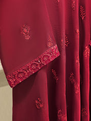3 Piece - Pure Embroidered Cotton Net Suit S111795