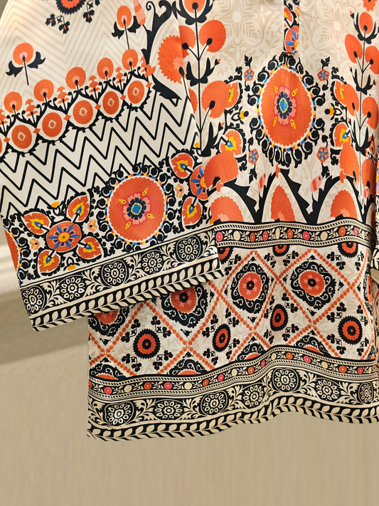 2 Piece- Printed Silk Co-ord Set S111807