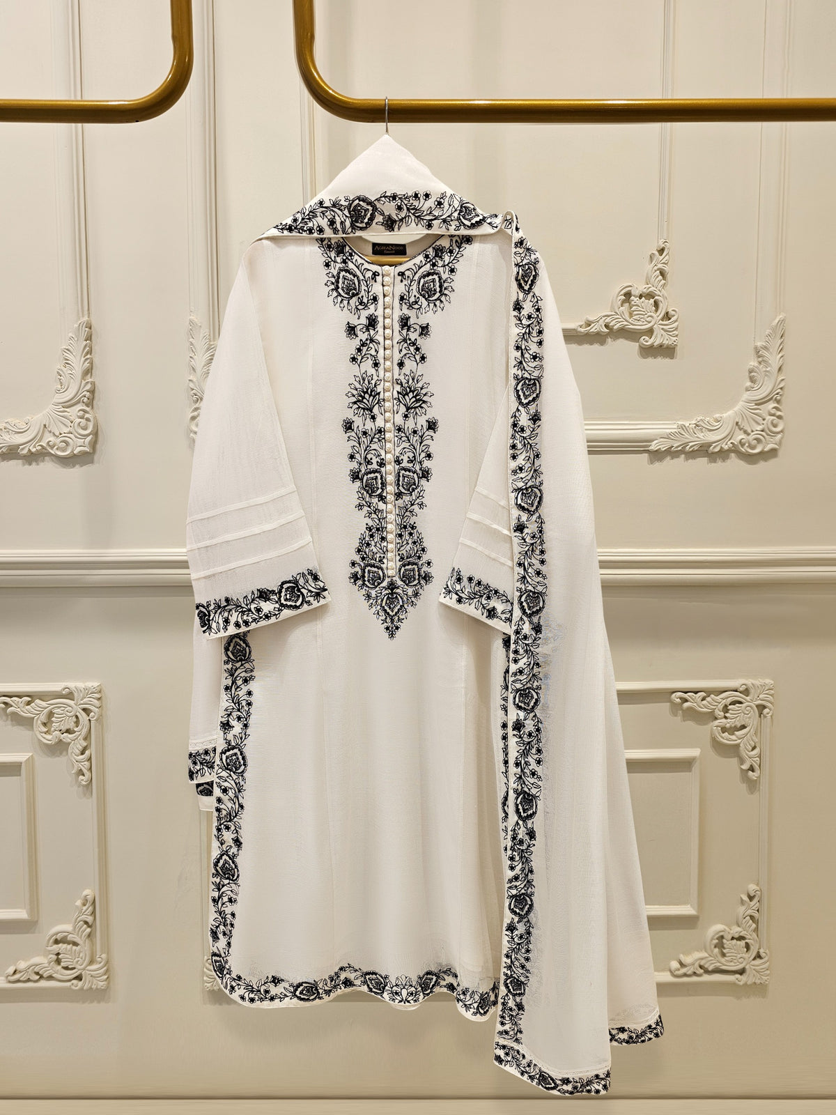 3 Piece - Pure Embroidered Cotton Net Suit S111856
