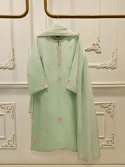 3 Piece- Pure Korean Silk Embroidered Suit S112001