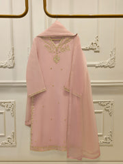 3 Piece - Pure Embroidered Cotton Net Suit S112037