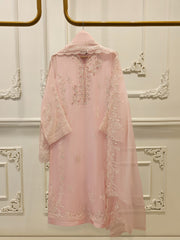 3 Piece - Pure Chiffon Embroidered Suit S112034