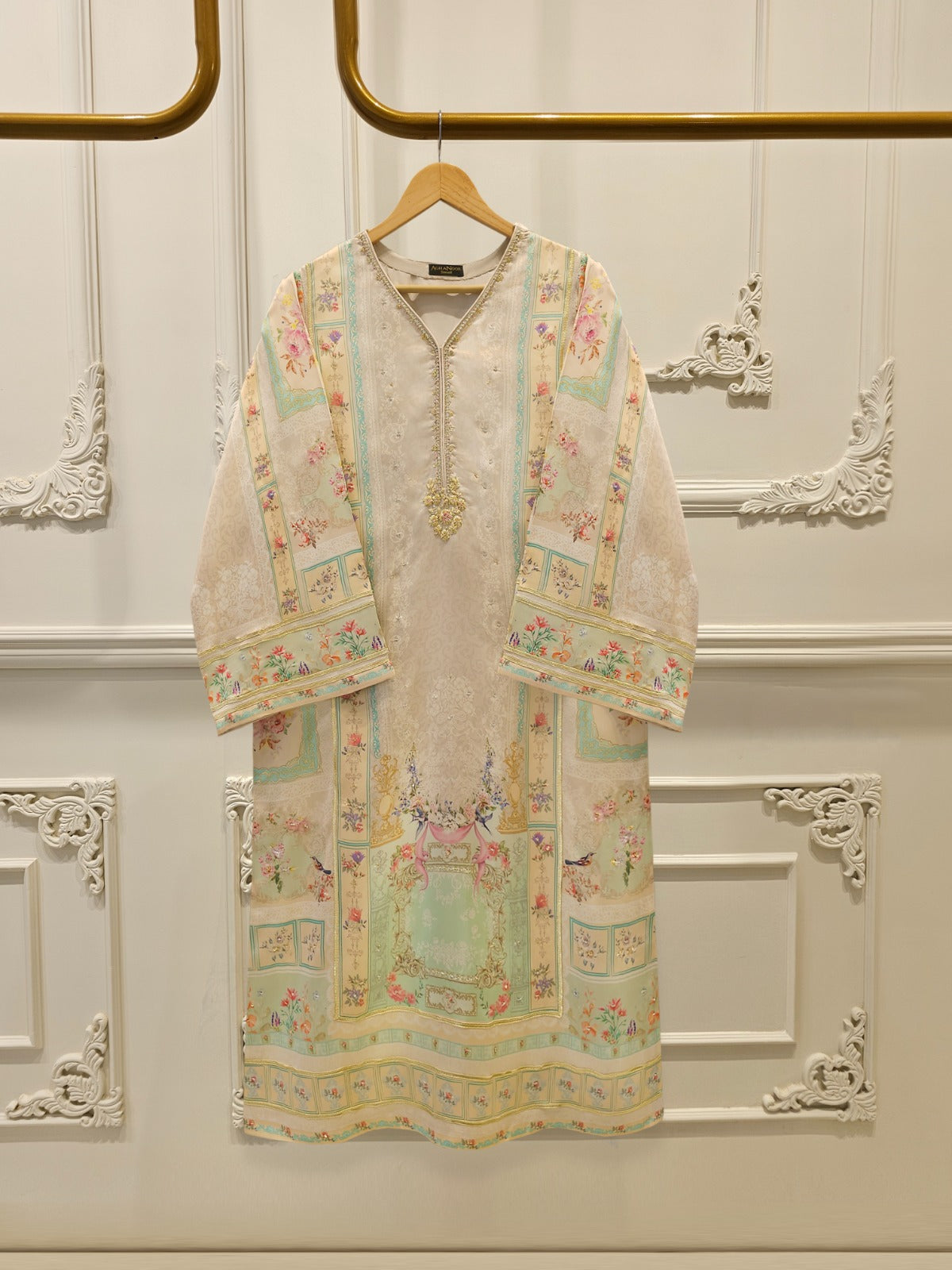 2 Piece - Pure Embroidered Charmeuse Silk Suit S112073
