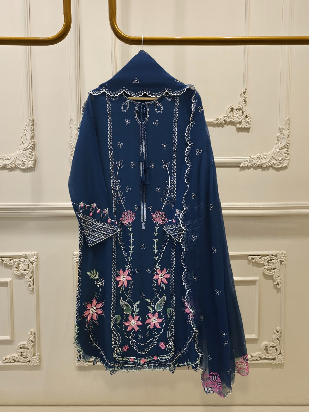 Mini Net Suit 3 Piece - Pure Embroidered Cotton Net Suit S112065 – Aghanoorinternational