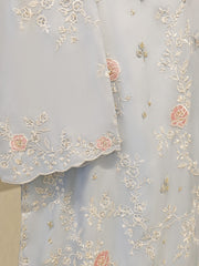 3 Piece- Pure Khadi Silk Embroidered Suit S112082