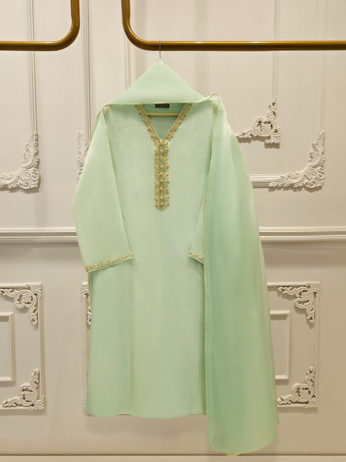 3 Piece - Pure Embroidered Cotton Net Suit S112189