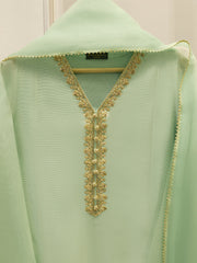 3 Piece - Pure Embroidered Cotton Net Suit S112189