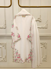 3 Piece - Pure Bamber Chiffon Embroidered Suit S112310