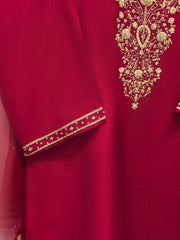 3 Piece-  Pure Embroidered Sheesha Silk Suit S112368