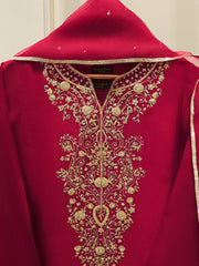 3 Piece-  Pure Embroidered Sheesha Silk Suit S112368