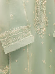 3 Piece - Pure Organza Embroidered Suit S112375