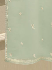 3 Piece - Pure Organza Embroidered Suit S112375