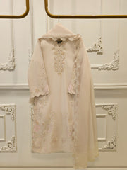 3 Piece- Pure Khaddi Silk Embroidered Suit S112385